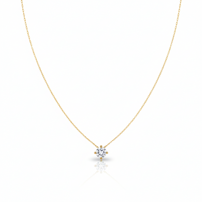 Moissanite Solitaire Necklace in 14K Gold