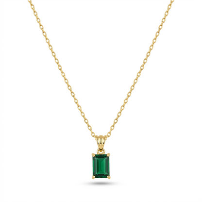 Handmade Emerald Cut Green Necklace 925 Sterling Silver