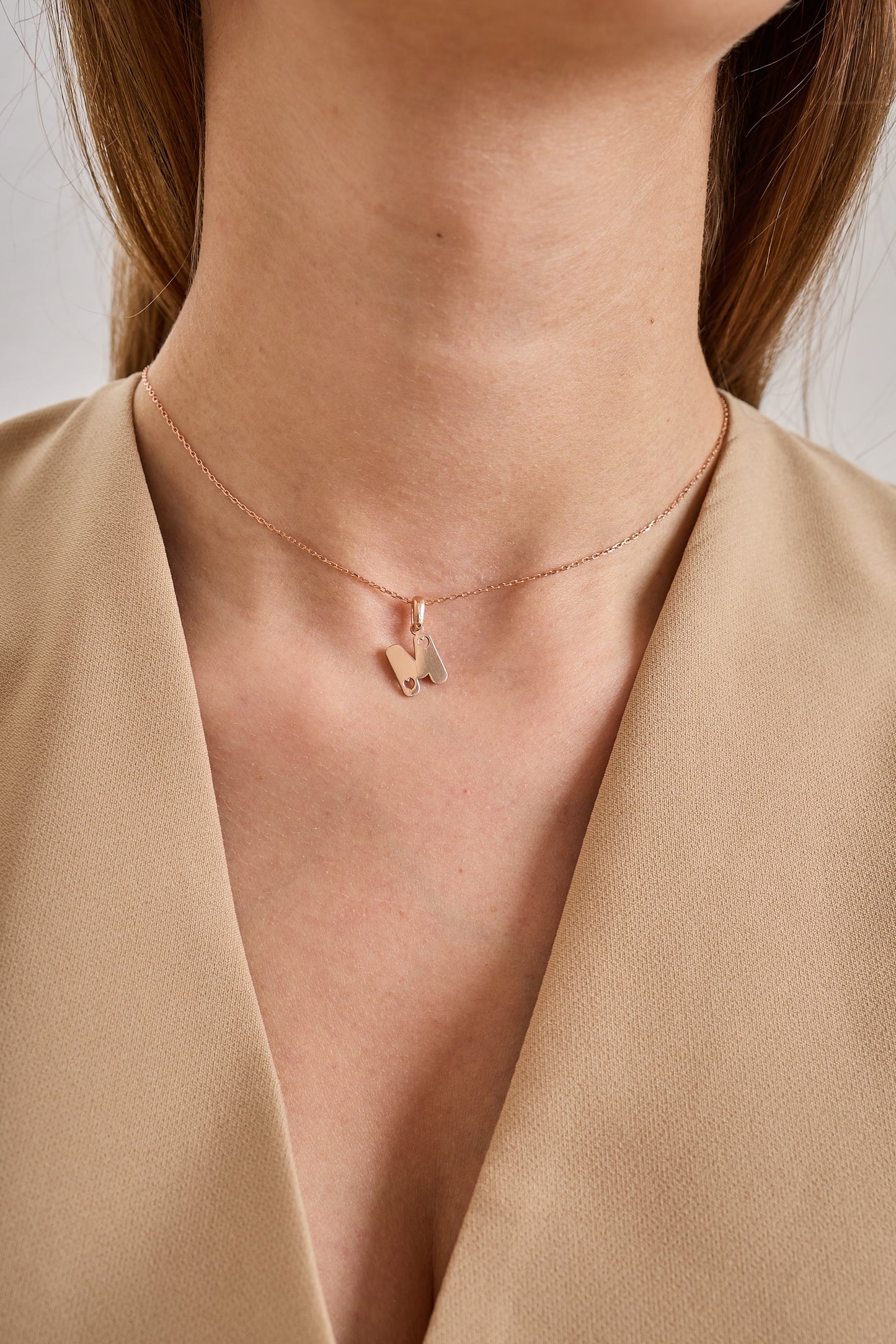 Sterling Silver Personalized Heart Cutout Letter Necklace
