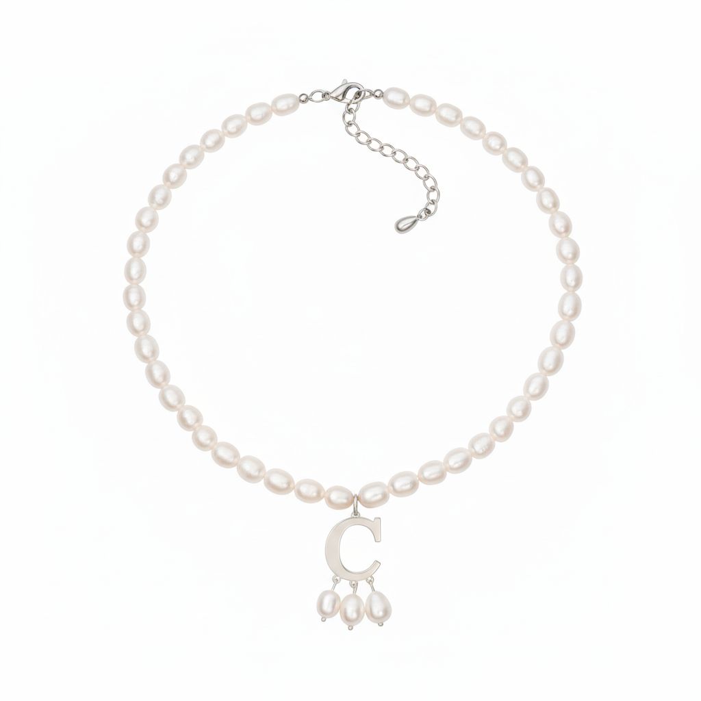 Anne Boleyn Style Custom Initial Pearl Necklace