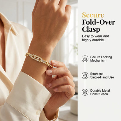 Pulsera de Cadena con Circonia Cúbica en Tono Dorado para Mujer