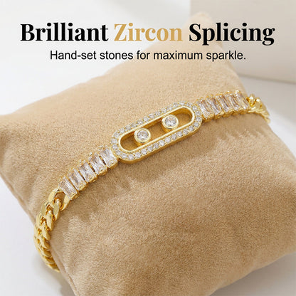 Pulsera de Cadena con Circonia Cúbica en Tono Dorado para Mujer